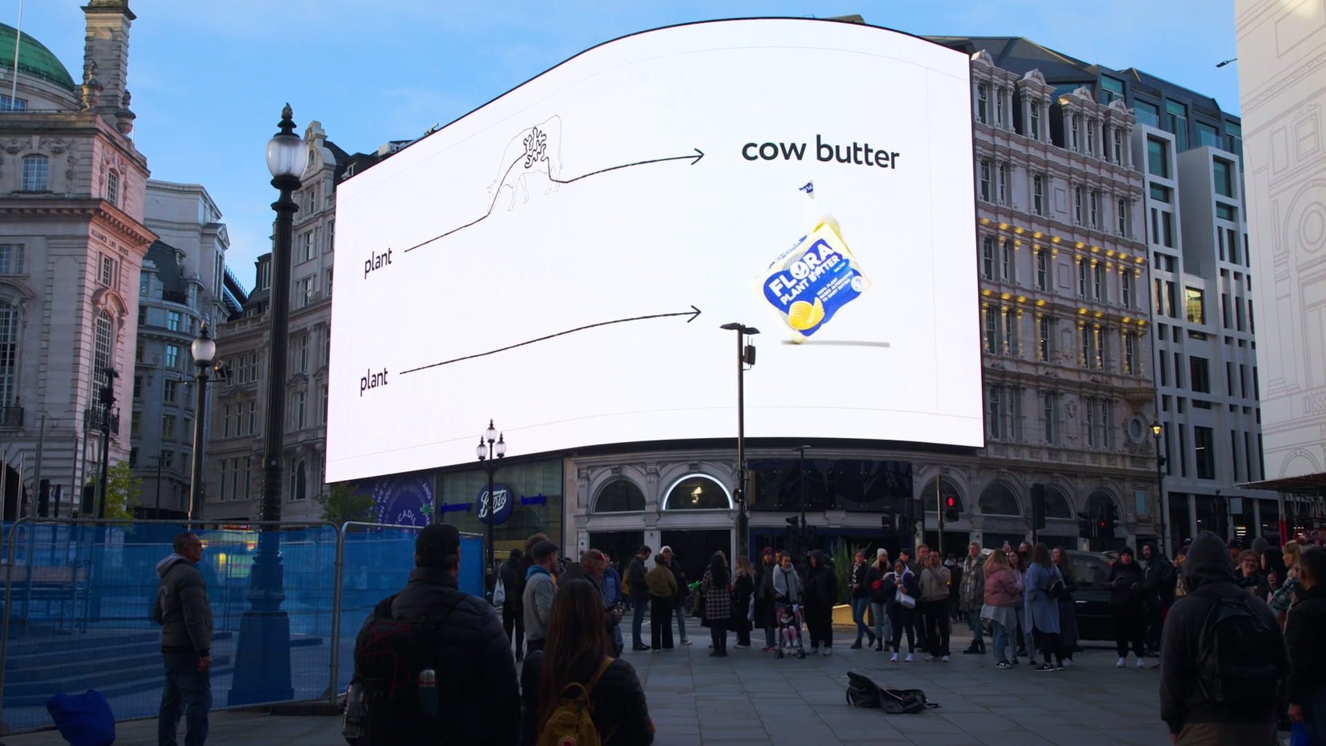 Upfield celebrates the breakout success of Flora's latest "Skip the Cow" advertising campaign in London. 